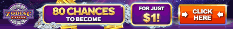 Zodiac Casino - Deposit $1 get 80 free spins (800%)
